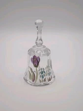 Clear Glass 4.5" Fenton Bell With Flowers Signed By Artist