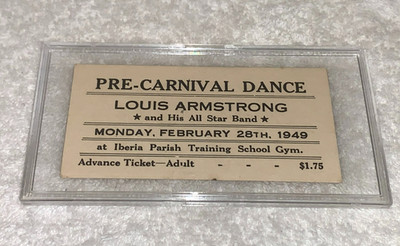 LOUIS ARMSTRONG 1949 RARE CONCERT TICKET  JAZZ ORCHESTRA  SATCHMO LOUIE Ephemera