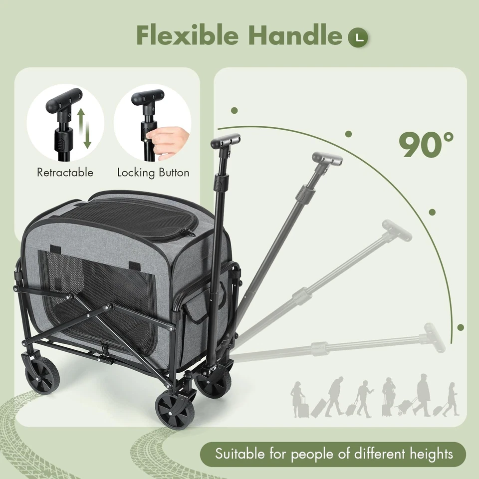 Transportador para mascotas extra grande con ruedas - Portador plegable para gatos con ruedas de lados suaves... Foto 3 de 4