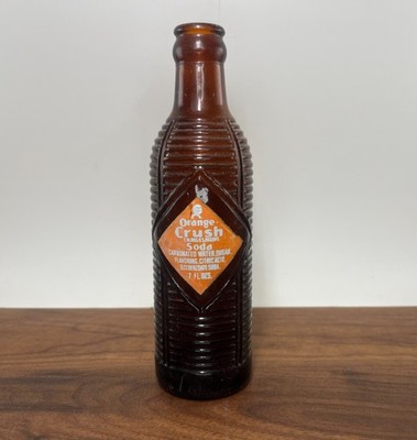 1940 s Orange Crush Amber Bottle 7 oz Newark, NY Rose City Bev Co