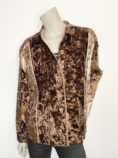 Chico's Size 2 Velours Fleur Traina Crushed Velvet Button Up Jacket Pockets New