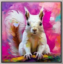 ORIGINAL Oil PAINTING on Canvas Squirrel  Textured Art 12x12 in Custom Order