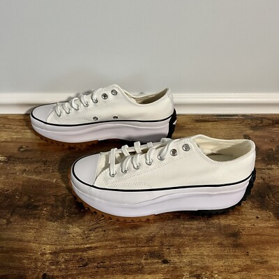 k.s⭐︎⭐︎⭐︎ Converse Run Star Hike OX Low White Black Gum Platform Shoes