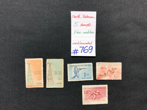Francobolli Vietnam del Nord, 5 francobolli usati/annullati, SCV 2009=$4,40, #769 - Foto 1 di 2