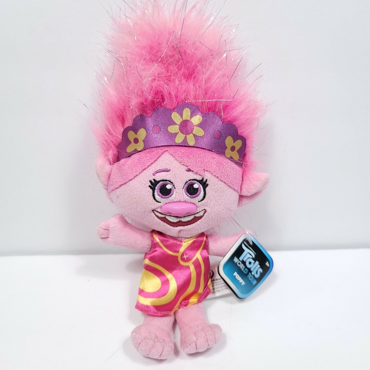 Dreamworks Trolls World Tour Plush Poppy Pink Yellow Dress