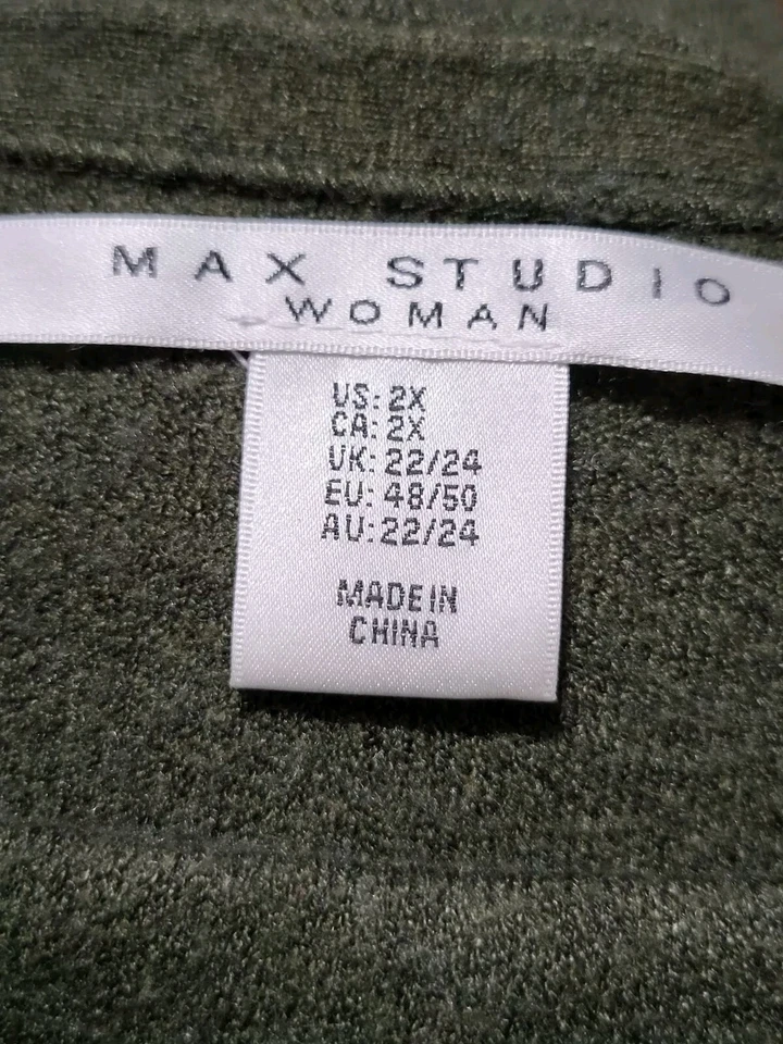 (#C) Suéter Pullover Max Studio Mujer Talla 2X Verde Lima Manga 3/4 Puños Foto 4 de 4