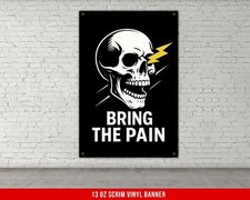 Motivational Skull Gym Banner - Weightlifting Decor for Home Gym