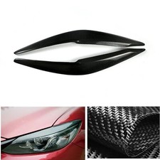 Headlight Eyebrow Eyelid Cover Black For 2017-2018 Mazda 6 Atenza Carbon Fiber