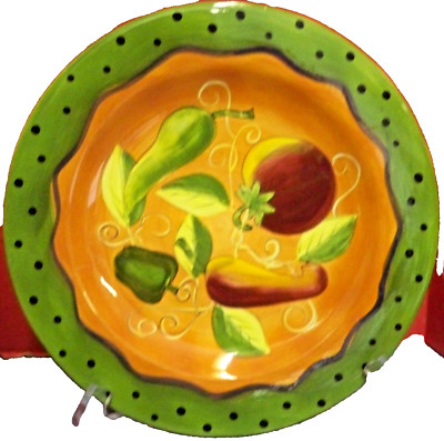 Gates Ware Laurie Gates 9 3/4'' Salad Plate Orange Green Vegetables Dots