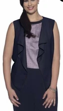 New! Mynt 1792 Lane Bryant Navy Cascade Front Cheyenne Vest Plus 2X