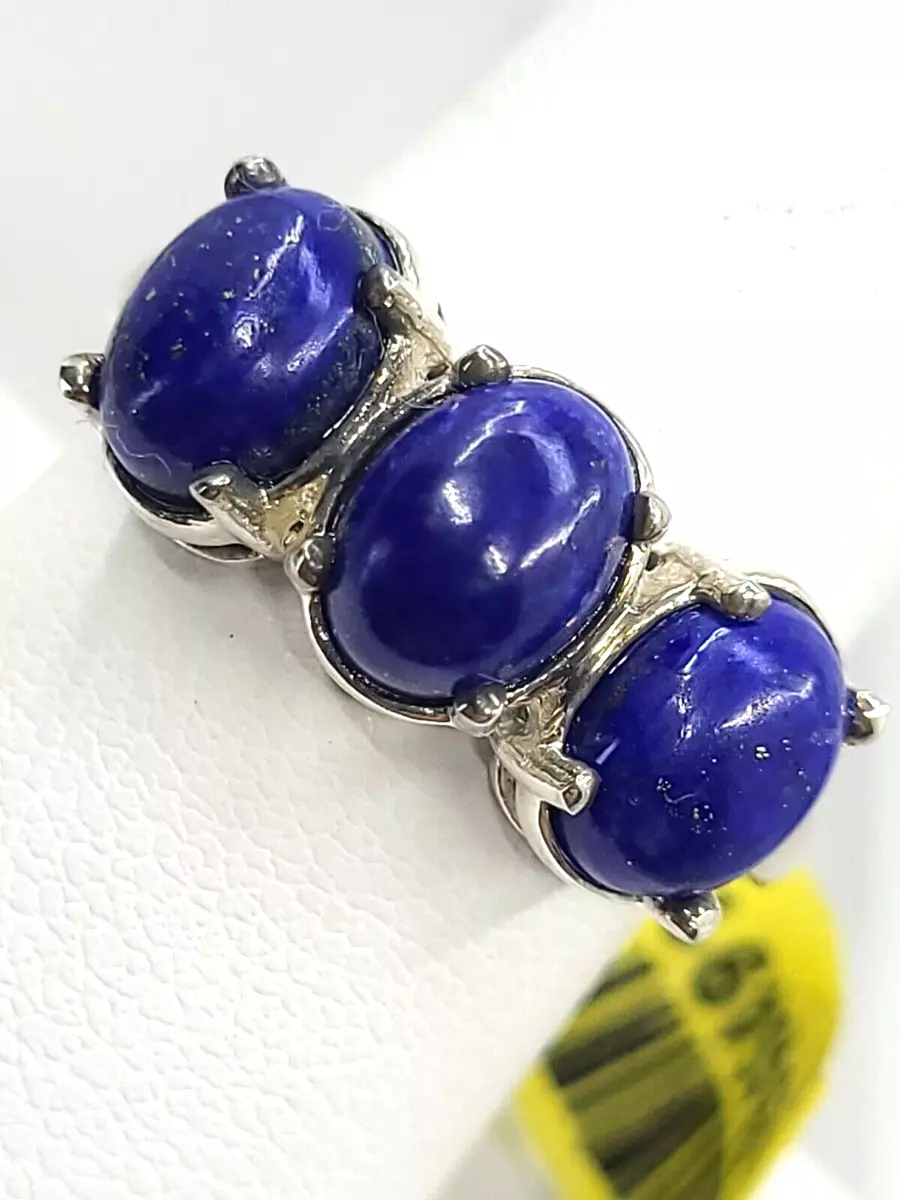 HSN New w Tag STS Jewels 3 Stone Blue Lapis Sterling Silver 925