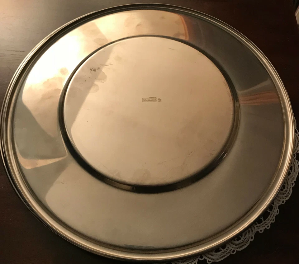 WMF CROMARGAN 5 Vassoi In Argento - Tovaglia Bianca - ROTONDO - Immagine 3 di 3