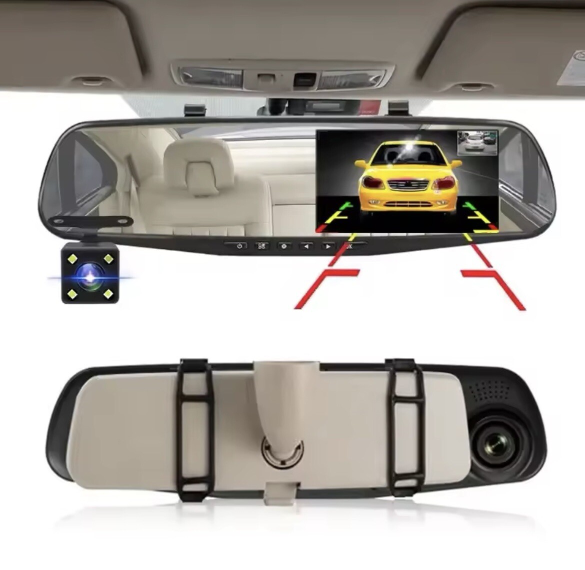 Dash Cam Fotocamera Auto Specchietto Retrovisore Doppia Lente 1080p Dvr Auto 4.3 - Miniatura 7