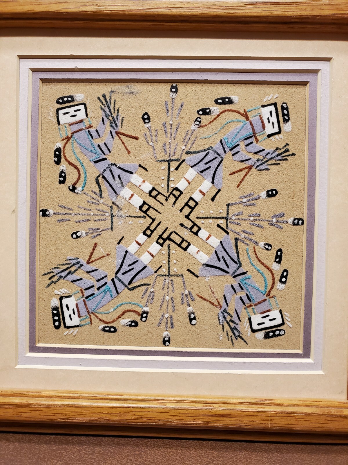 Original NAVAJO SANDPAINTING Healing Art DIANE THOMAS Matted & Framed