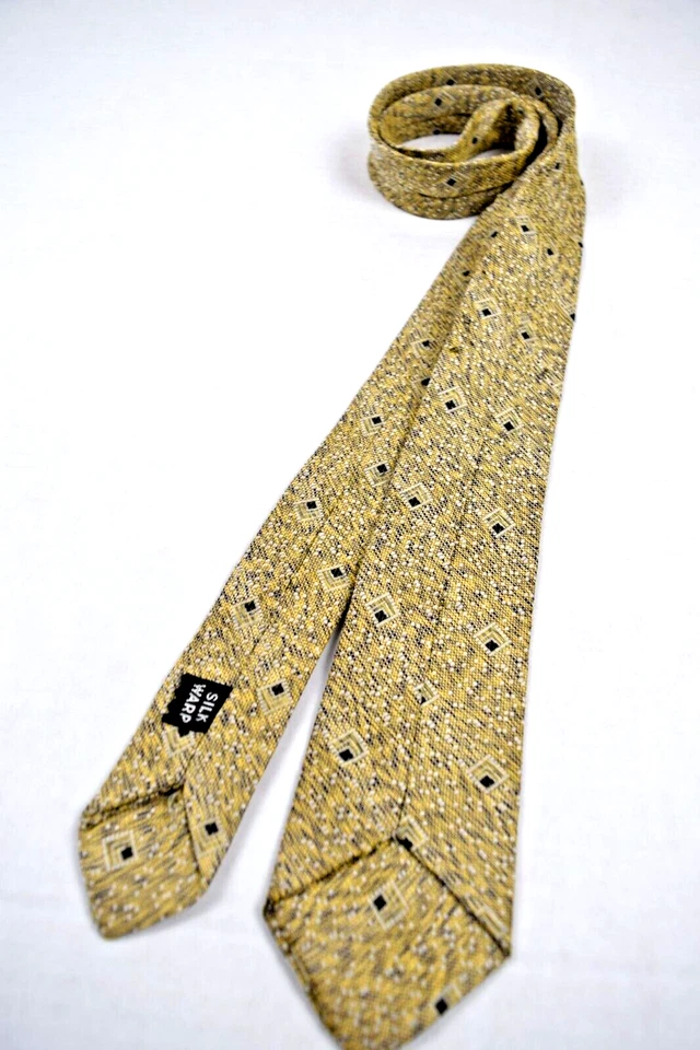 Corbata de Colección Años 60 Seda Warp Mediados de Siglo Mod Diamante Textura Seda Dorada 52 x 2.6" Foto 4 de 4
