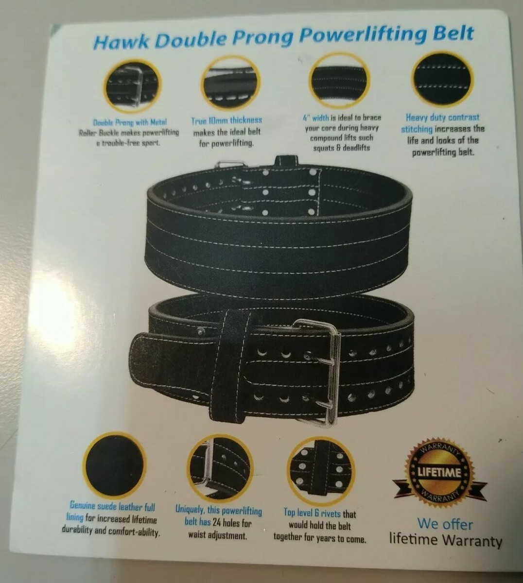 Double Prong Weightlifting Belt Hawk Sports 10mm Double Prong ...