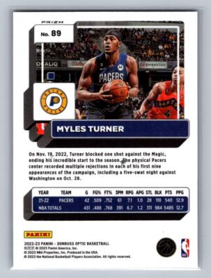 Myles Turner 2022-23 Donruss Optic Red Wave Indiana Pacers #89 | eBay