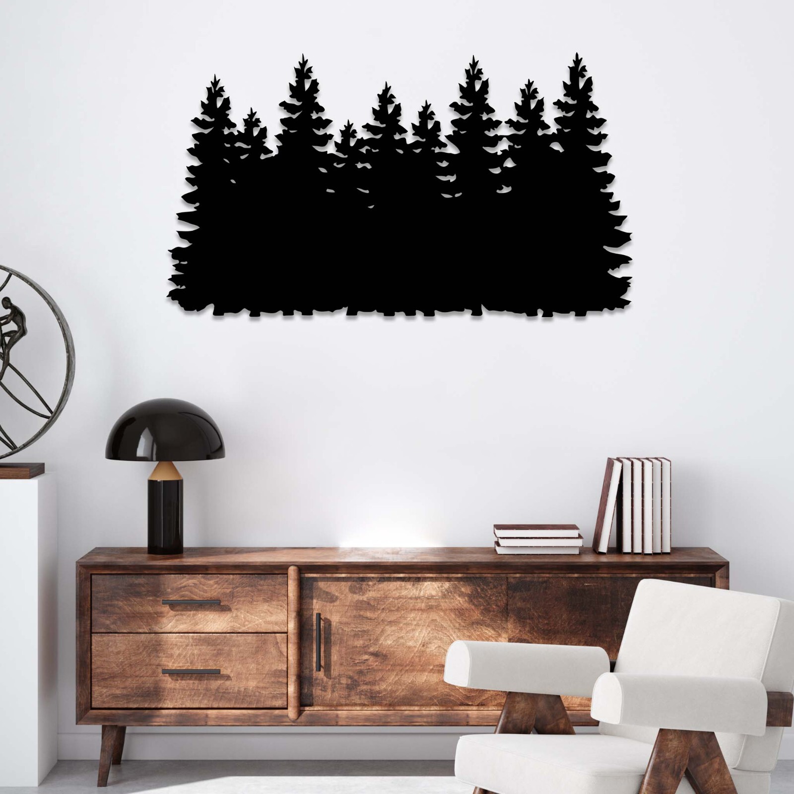 3D Metal Acrylic Silhouette Pine Tree Wall Art for Home Decor
