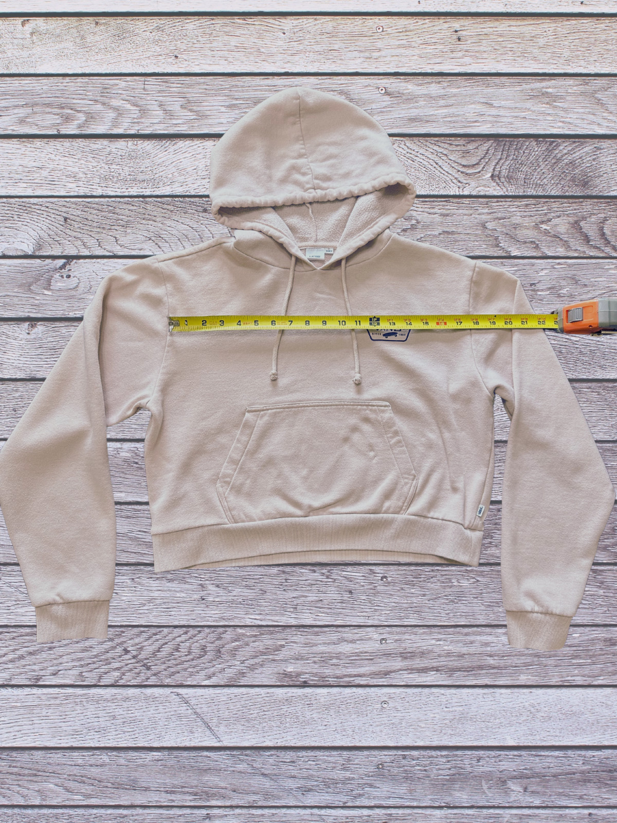 VANS Hoodie Women's Medium Pink Cropped Pullover Drop Shoulder Pre-Owned image 3