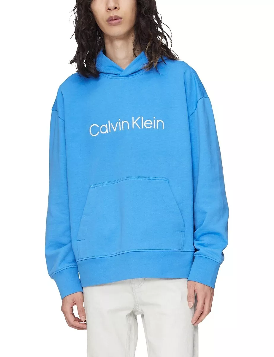 Calvin Klein Men s Relaxed Fit Embroidered Logo Terry Hoodie Palace Blue XXL