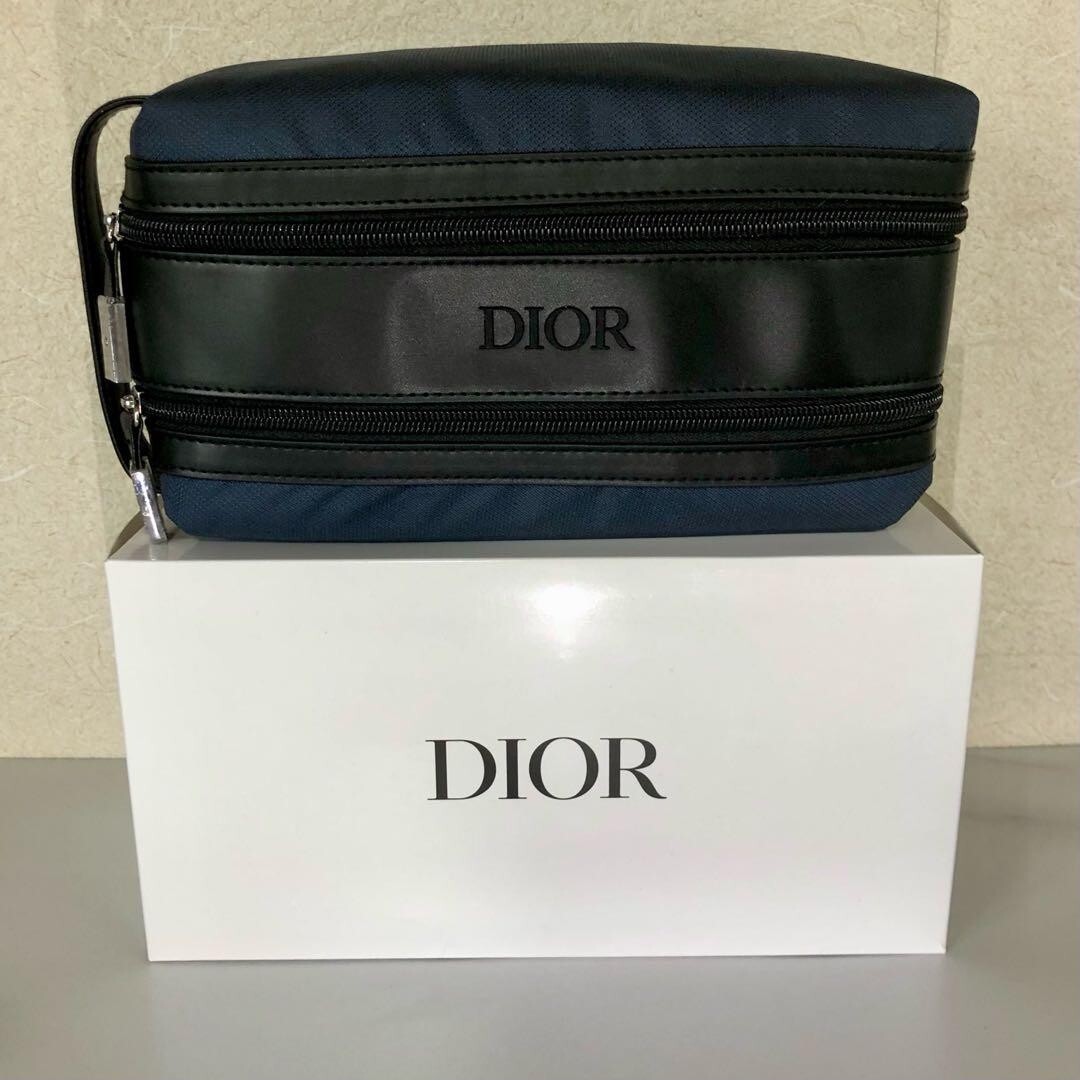 DIOR Homme Novelty pouch Navy x Black 2 zippers w/box