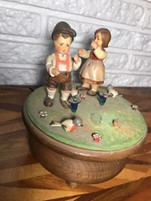 Swiss Thorens Revolving Music Box Musical Edelweiss  6” Height