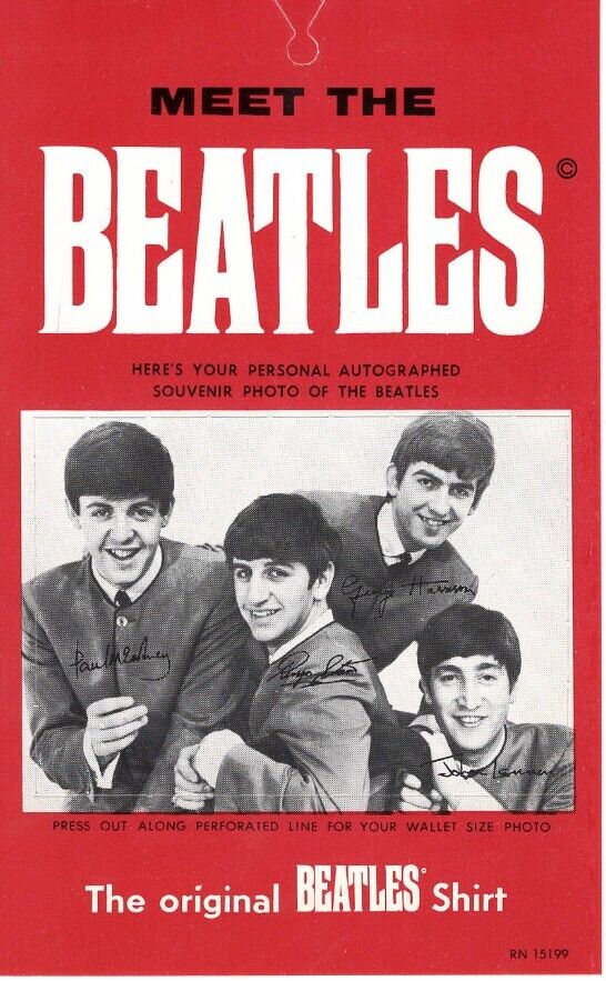 1964 MEET THE BEATLES Original Beatles Shirt Hang Tag MINT