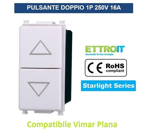 Pulsante Doppio Bticino Living Light Doppio Pulsante 10A-250V Bianco Compatibile Con Serie Living International Pulsante Saliscendi Bticino Living