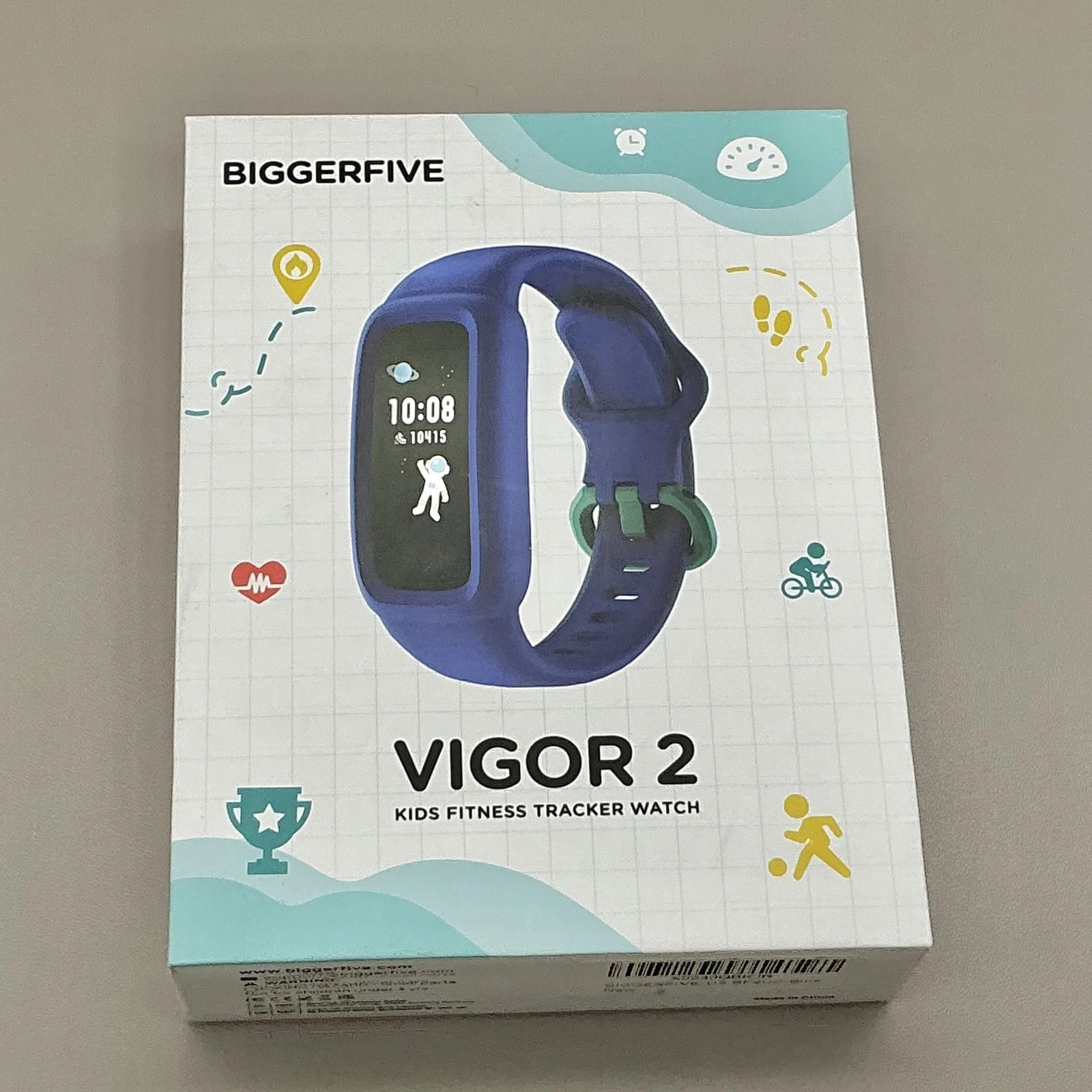BIGGERFIVE Vigor 2 Kids Fitness Tracker Watch Blue IP68 Android IOS New Sealed