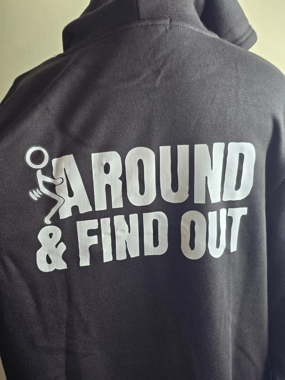 RHUDE Felpa con cappuccio nera divertente offensiva sarcastica maleducata grafica umoristica Fck Around unisex S