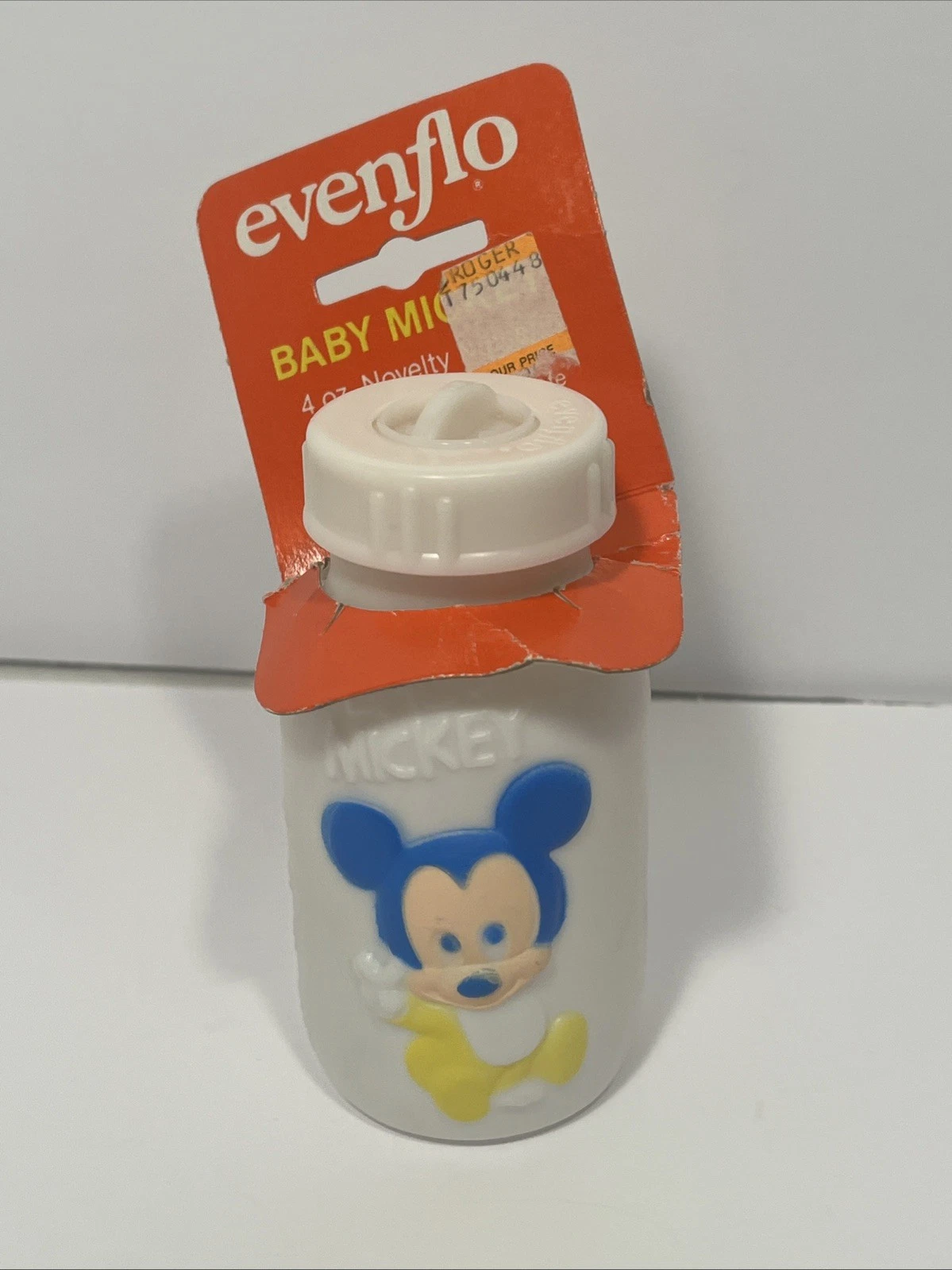 Vtg NOS 1984 Evenflo Nurser Plastic Baby Bottle Walt Disney Mickey Mouse 4oz NEW