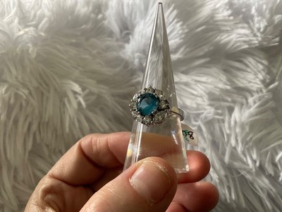 Bomb Party BP-Size 8 Blue Retro  Ring Rhodium Plated NEW No 10