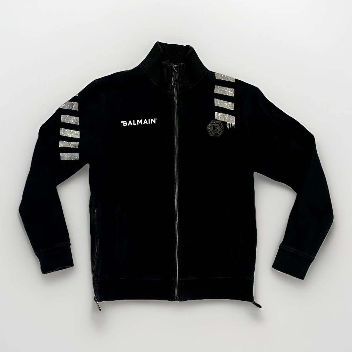 極美品】BALMAIN ダブルジップ&サイドジップ グラフィック パーカー S