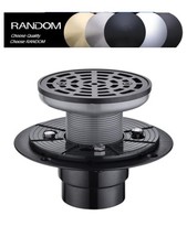 RANDOM Round Shower Drain Kit Matte Black with Adjustable Base Flange,4 Inch Sho