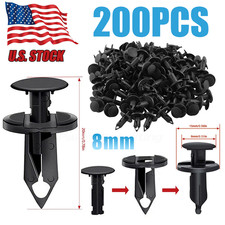 200pcs 8mm Bumper Clips Auto Car Hole Retainer Rivets Fastener Fender Push Pin