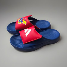 adidas Kansas Jayhawks Logo Slide Sandals Blue/Red Patent Leather Men’s 8