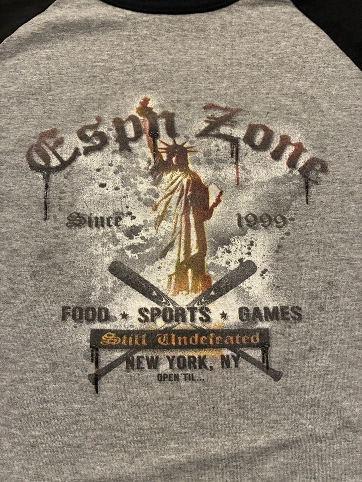 Vintage ESPN Zone Mens T Shirt Black Grey Size L Large Made In USA NYC - Image 2 of 4