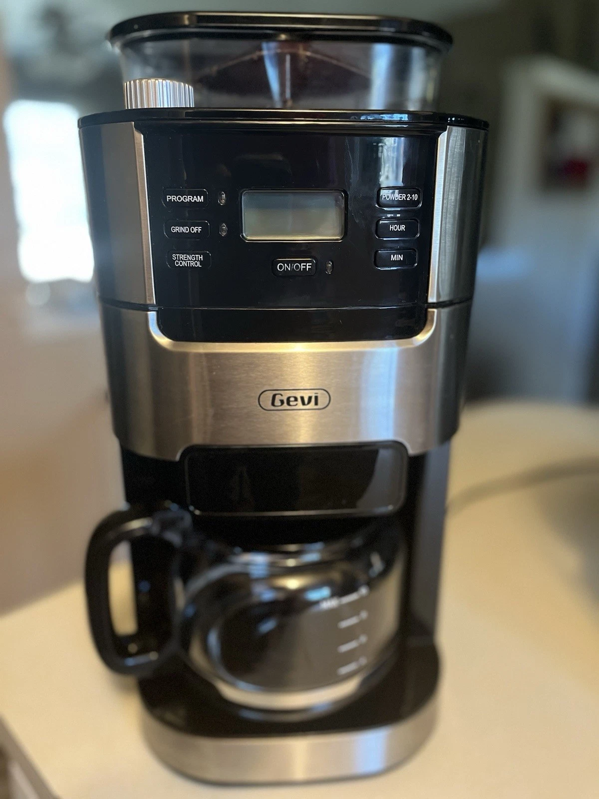 Gevi GECMA025AK-U Coffee Maker Grind & Brew 10-Cup with Built-In Burr Grinder