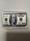 Colorized 100 Dollar Bill 1 Ounce 999 Silver Bar in Capsule