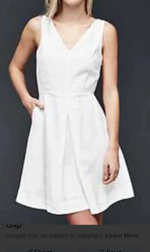 OFF WHITE Abito Gap donna 0 bianco sporco 100% lino senza maniche aderente svasato prendisole foderato