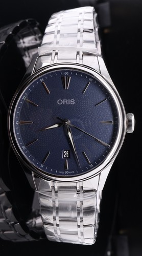 Auth. Oris Artelier Blue Date Dial 38mm Mens Wristwatch 01 733 7721 4055-07