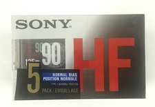 NEW Sealed Sony HF 90 Blank Cassette Tape Lot of 5 Type I 135m NOS Free Ship