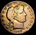 1908 D Barber Silver Half Dollar 50c Nice Details With Toning