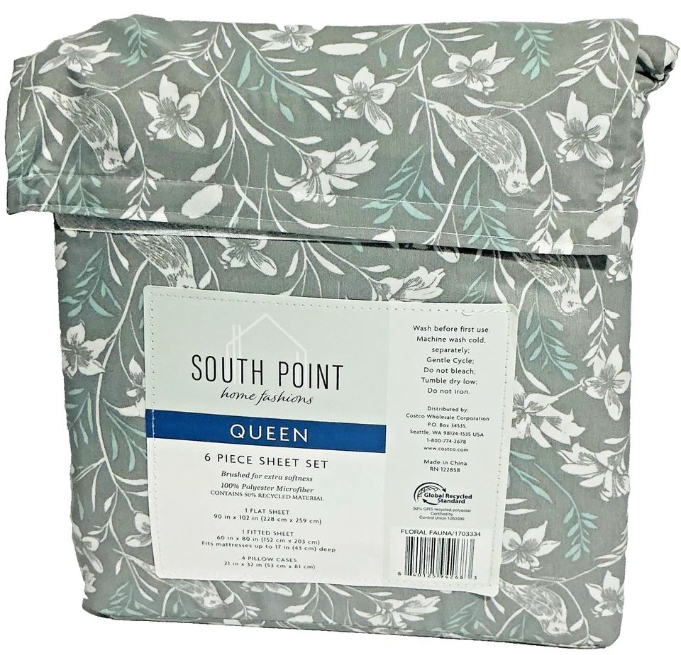 6 件套印花床单套装 - 大号 | 17 英寸大号(美国标准)花卉动物 — 第 2/2 张图片