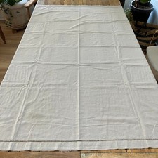 Tan Linen Cotton Blend Tablecloth 47" x 51" Hemstitch Border