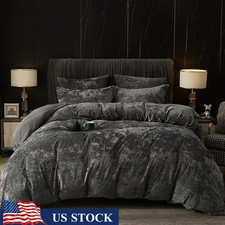 Luxurious Ultra Soft Velvet Duvet Cover Set W/ Button Closure  Corner Ties New