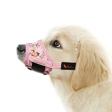 HEELE Dog Muzzle,Soft Nylon Muzzle Anti Biting Barking XS, P-Pink flower