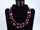 Vintage Vendome Costume Jewelry Set Necklace and Earrings Red & Pink Rhinestone