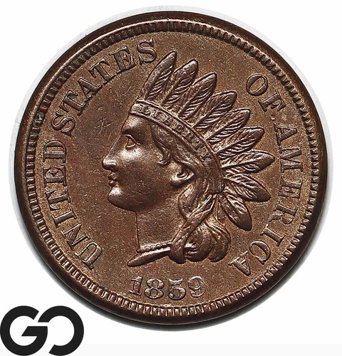 1859 Indian Head Cent Penny, Nice BU++ Tougher Date
