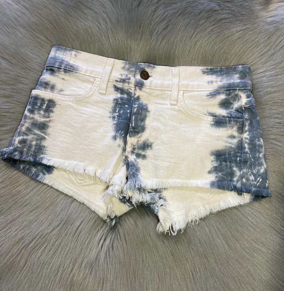 Mini Pantalones Cortos WILDFOX LARA Couture Hello Legs Distressed Corte Denim TieDye Talla 24 Foto 3 de 4